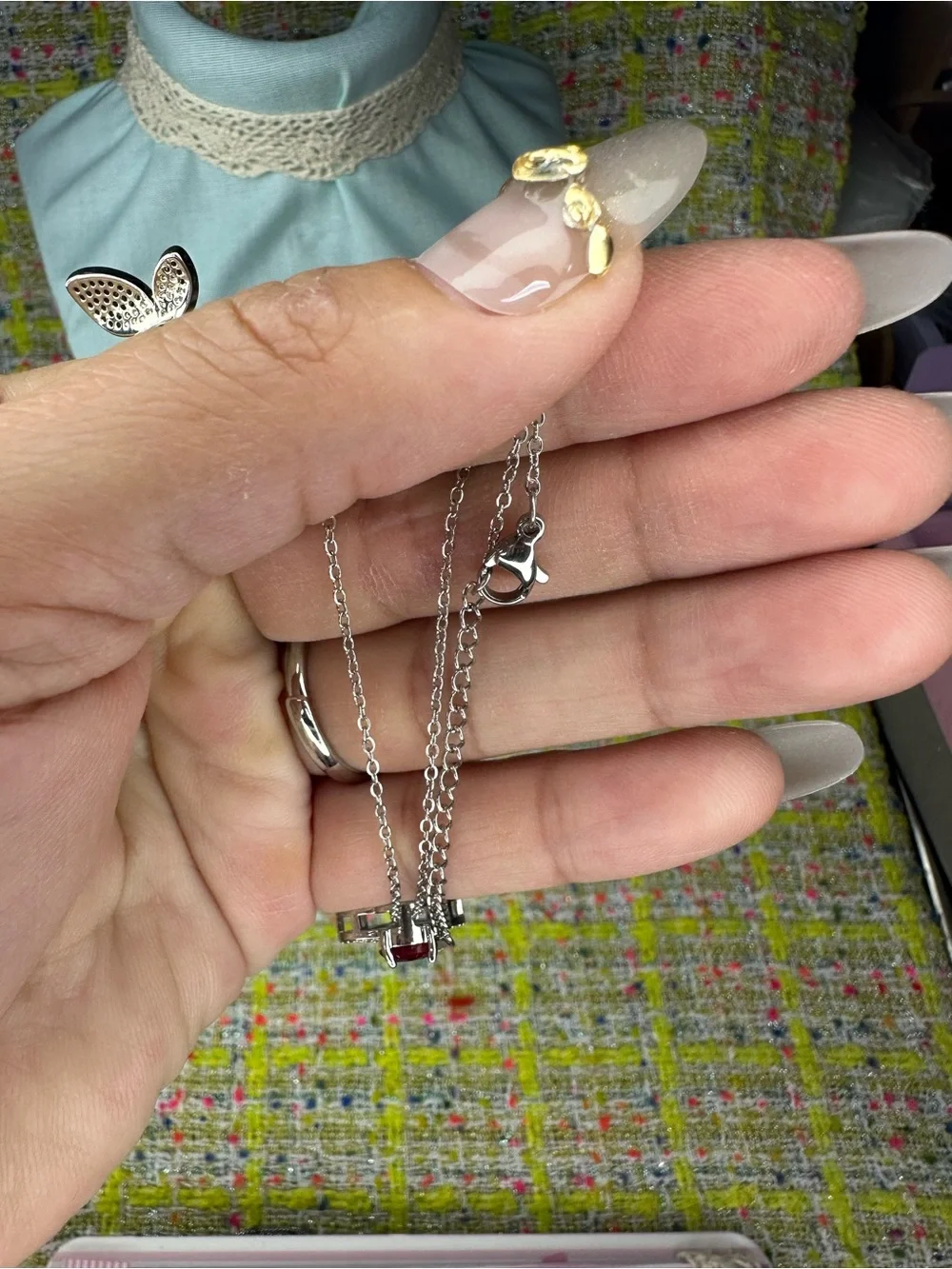 Silver Ring and Pendant Jewelry Set with Red Gemstones ring open size 5 to 13